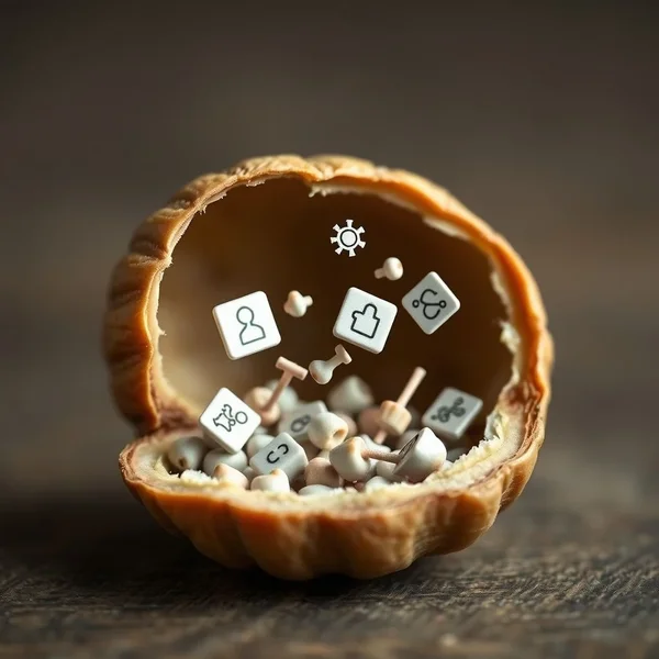 Image showing a nutshell with words inside, illustrating the meaning of 'In A Nutshell'
