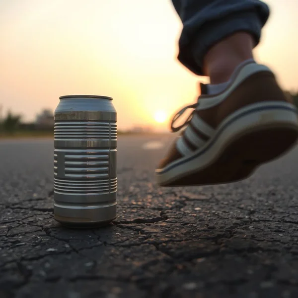 Child kicking a can, illustrating the idiom Kick The Can Down The Road