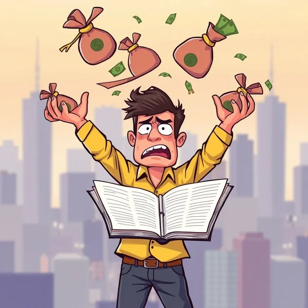 Image related to finance and juggling, titled: Demystifying Jjggle The Books and the idiom "juggle the books"