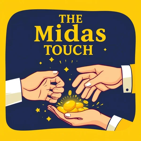 Illustration of the Midas Touch: turning items to gold or symbolizing success