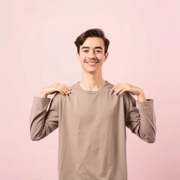 Man shrugging, implying no conditions for the idiom No Strings Attached