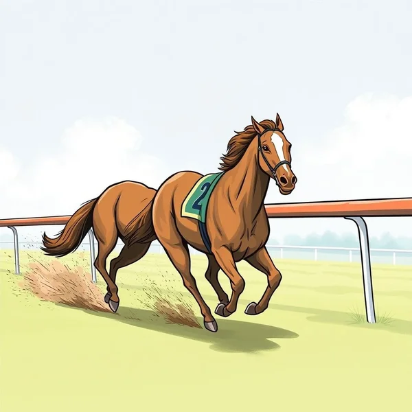 Illustration of two horses in a race, running Neck And Neck