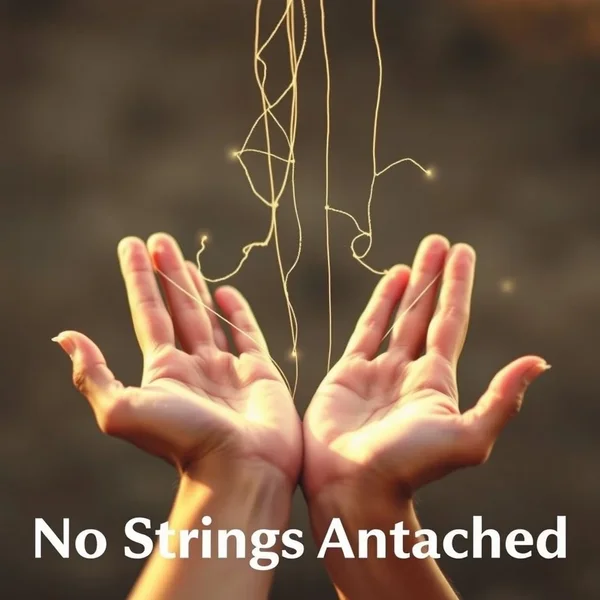 Người đàn ông nhún vai, ngụ ý không có điều kiện cho thành ngữ No Strings Attached