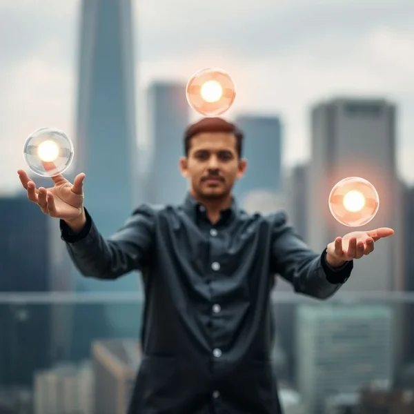Person skillfully juggling multiple tasks, showing they are 'On The Ball'