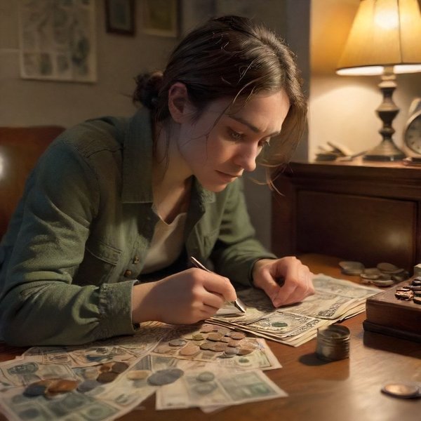A person carefully managing a small amount of money, illustrating the concept of being "On A Shoestring"