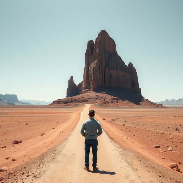 Man die conflicterend kijkt, symboliseert de idiom "Between A Rock And A Hard Place"