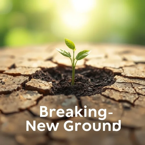 Toprağı çatlayan filiz, "Break New Ground" yapmayı simgeliyor