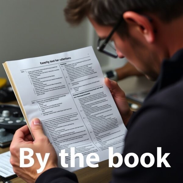 By The Book ifadesini anlamak için bir kural kitabını takip eden bir kişi gösteren görüntü
