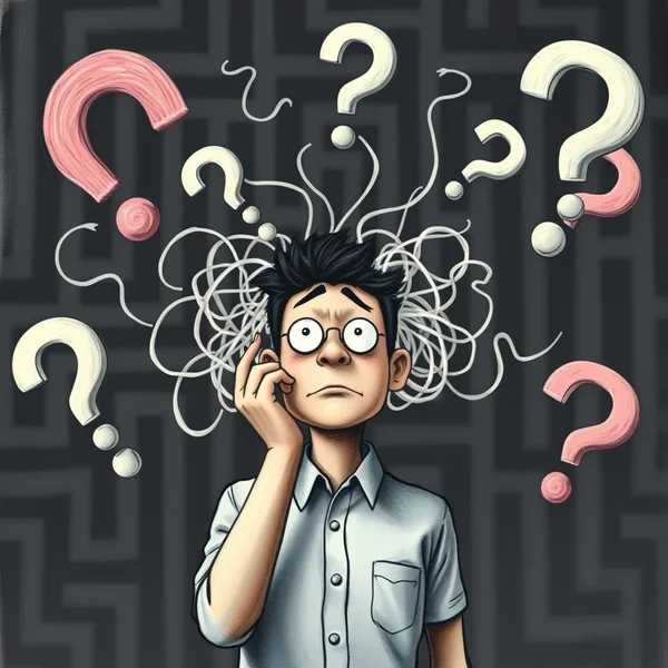 شخص يبدُو عليه الارتباك أمام مخطط معقد لتوضيح Can't Make Heads Or Tails Of It