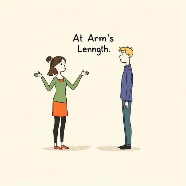 Titolo immagine: Illustrazione del significato di At Arm's Length negli idiomi inglesi