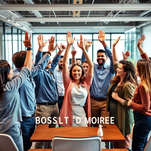 Image showing a team cheering, illustrating the concept to Boost Morale
