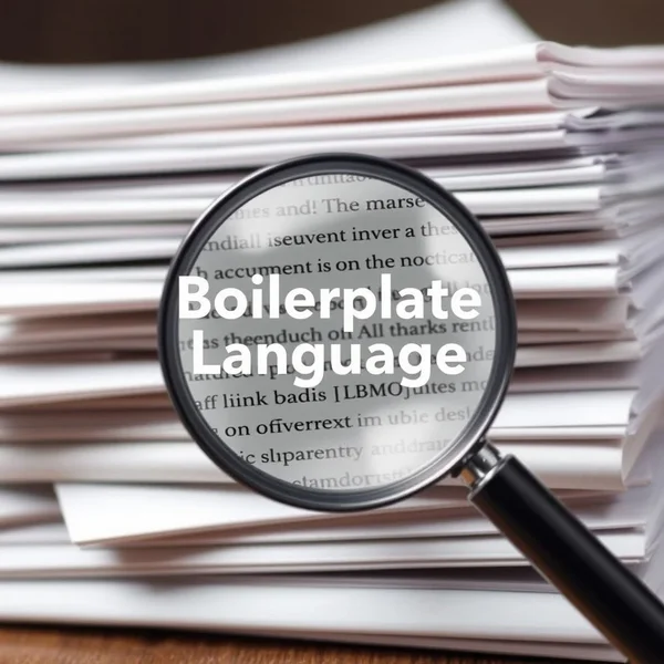 Rappresentazione visiva della Boilerplate Language in un documento
