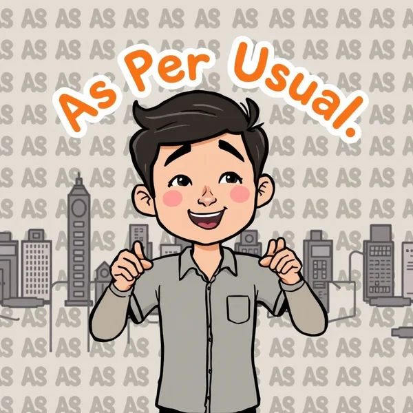 ภาพแสดงเหตุการณ์ประจำวันหรือกิจวัตรที่แสดงคำว่า "As Per Usual" อย่างแทรกซึม