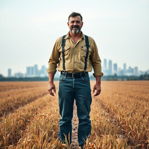 Mann, der eine große Entscheidung abwägt und die Redewendung Bet The Farm veranschaulicht