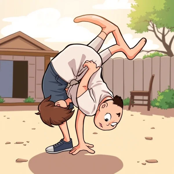 Person literally bending over backwards to illustrate the idiom Bend Over Backwards