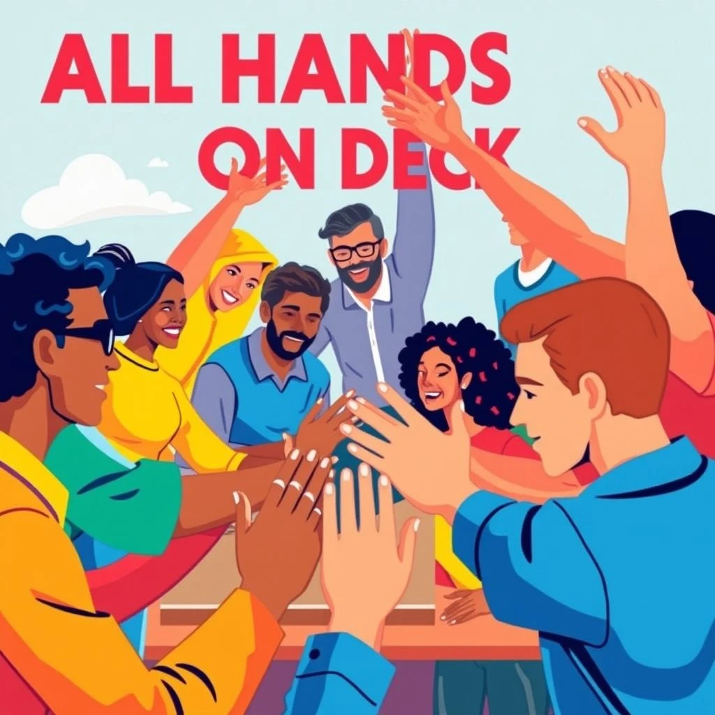 การเข้าใจวลี All Hands On Deck คู่มือสำนวนภาษาอังกฤษเกี่ยวกับการทำงานเป็นทีม