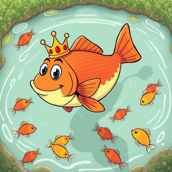 Understanding the idiom Big Fish In A Small Pond: a large fish in a tiny bowl