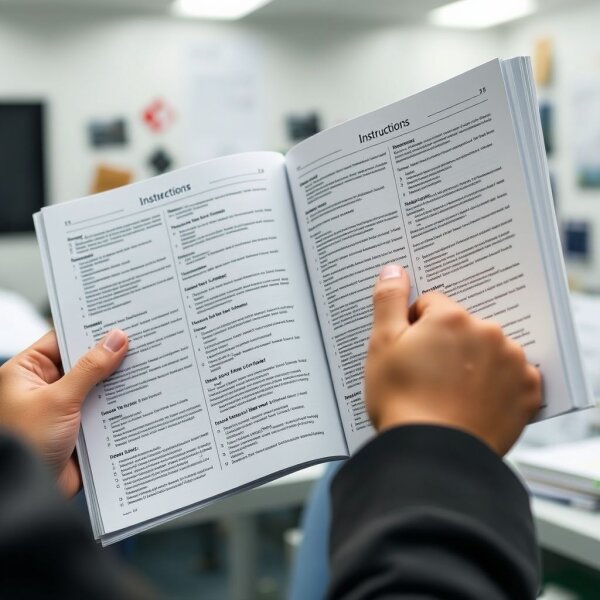 Image showing a person following a rule book to understand 'By The Book'