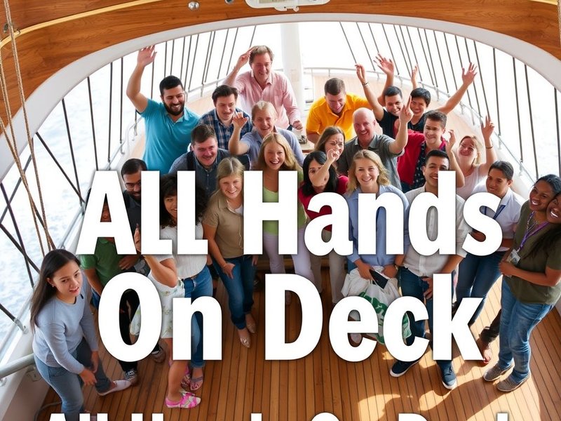 代表习语 "All Hands On Deck" 和人们合作工作的图片