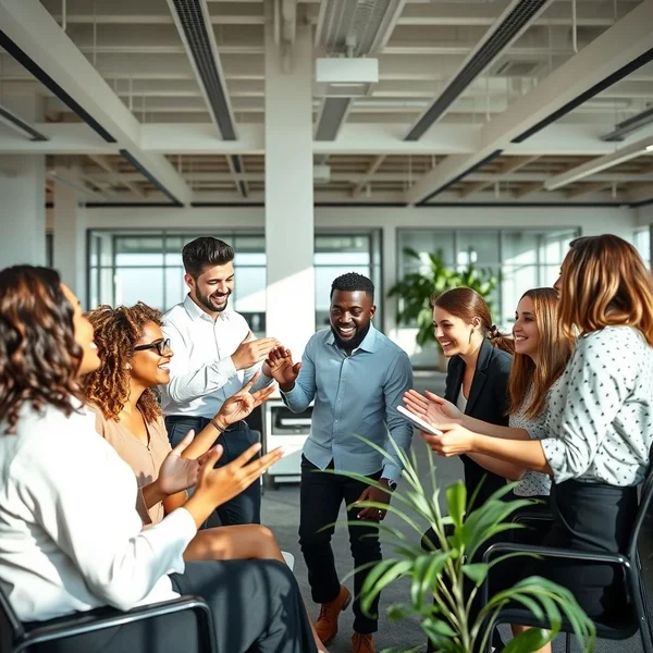 Image title: Members of a Close-Knit Team Collaborating