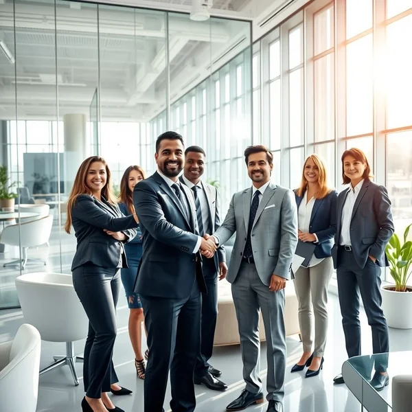 Profesyonellerin Close The Deal yapmak için el sıkıştığı bir görsel