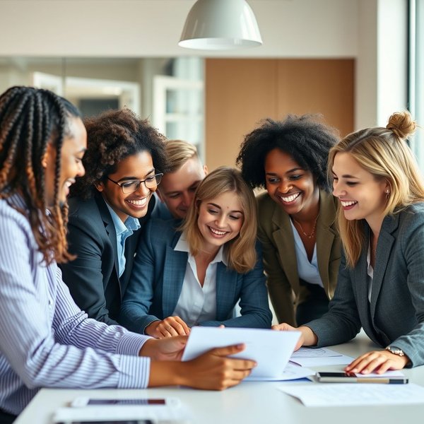 Image title: Members of a Close-Knit Team Collaborating