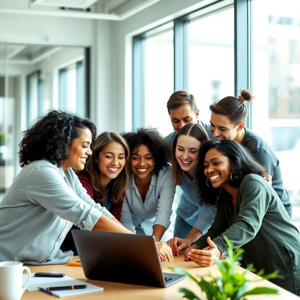 Image title: Members of a Close-Knit Team Collaborating