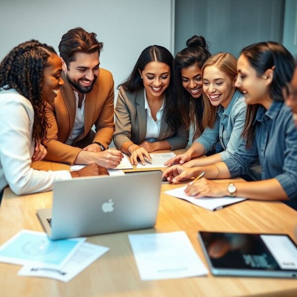 Image title: Members of a Close-Knit Team Collaborating