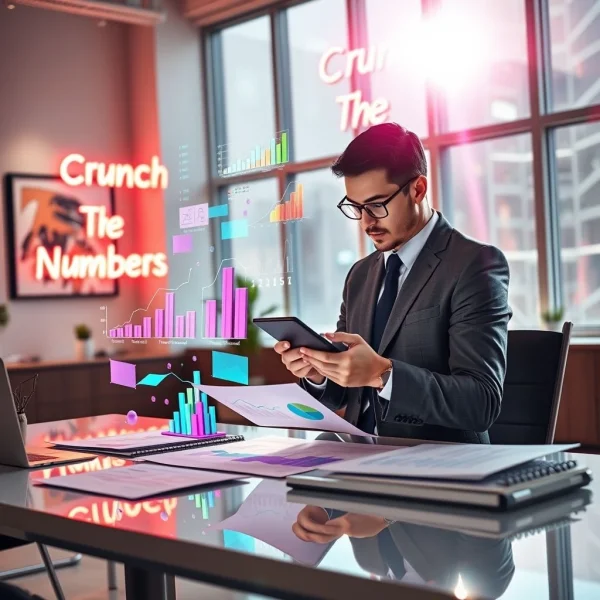 Bir hesap makinesi ve elektronik tablolar Crunch The Numbers kavramını gösteriyor