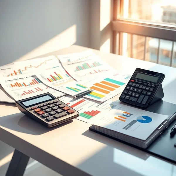 Калькулятор и электронные таблицы, иллюстрирующие концепцию Crunch The Numbers