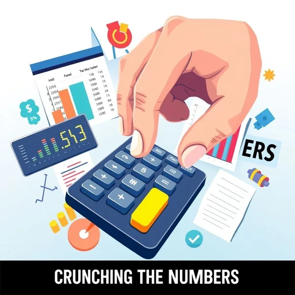 A calculator and spreadsheets illustrating the concept of how to Crunch The Numbers