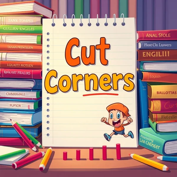 Illustration of the idiom Cut Corners and its meaning
