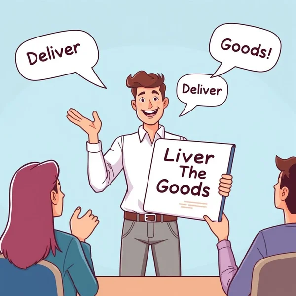 Immagine di qualcuno che completa con successo un compito, illustrando l'idioma "Deliver The Goods"