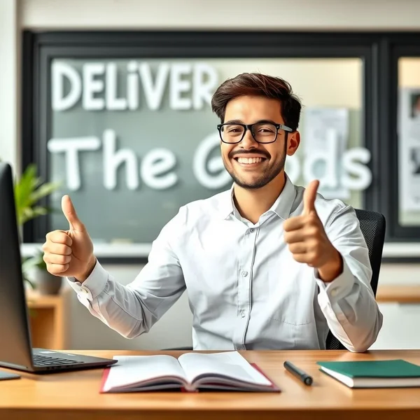 Image of someone successfully completing a task, illustrating the idiom "Deliver The Goods"