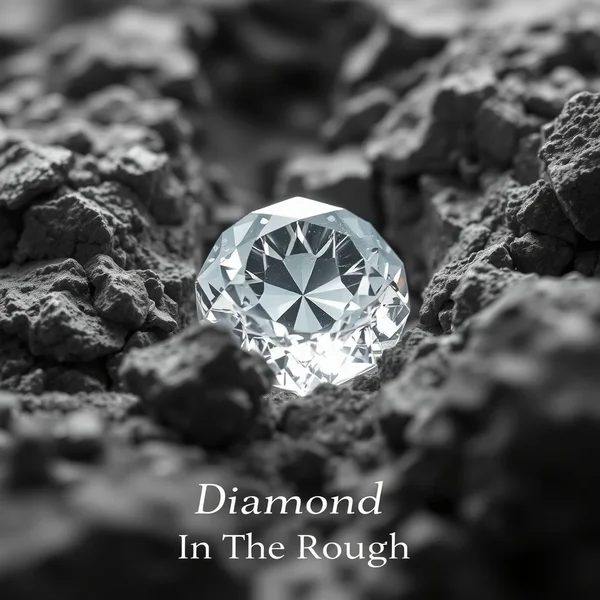 A partially polished diamond in a rocky setting, illustrating the idiom Diamond In The Rough