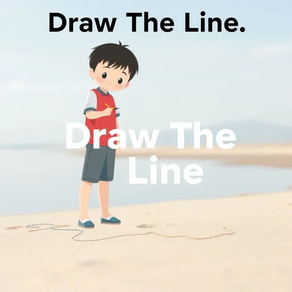 Woman drawing a line in the sand to illustrate how to Draw The Line idiomatically