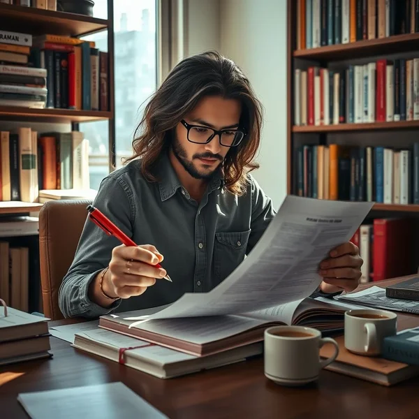 Image showing someone carefully reviewing a document, illustrating the meaning of Dot The I's And Cross The T's