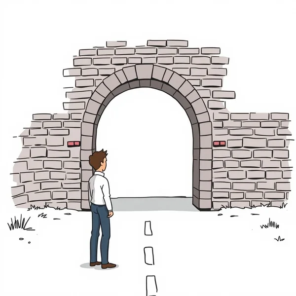 一条通向砖墙的道路插图，象征着 Dead End Job