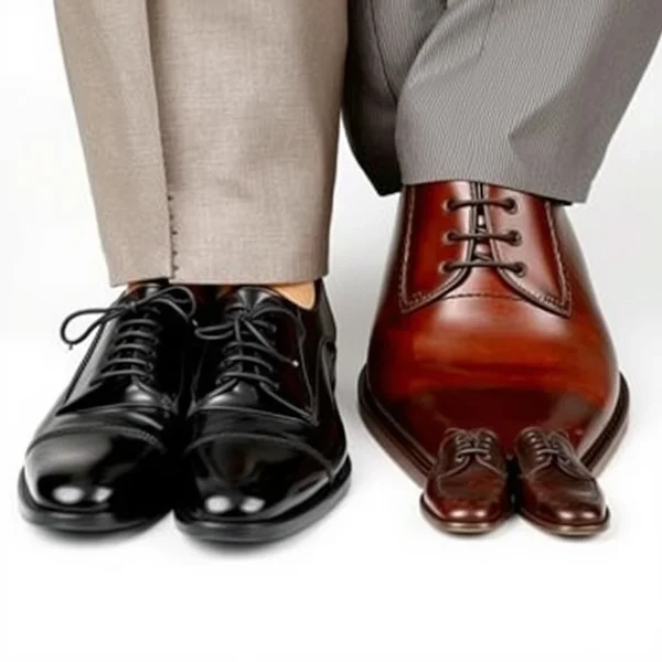 A pair of large shoes next to a smaller pair, illustrating the concept of "Fill Someone's Shoes"
