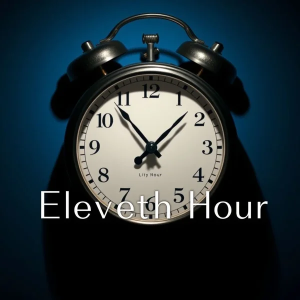 A clock showing the time close to midnight, illustrating the Eleventh Hour