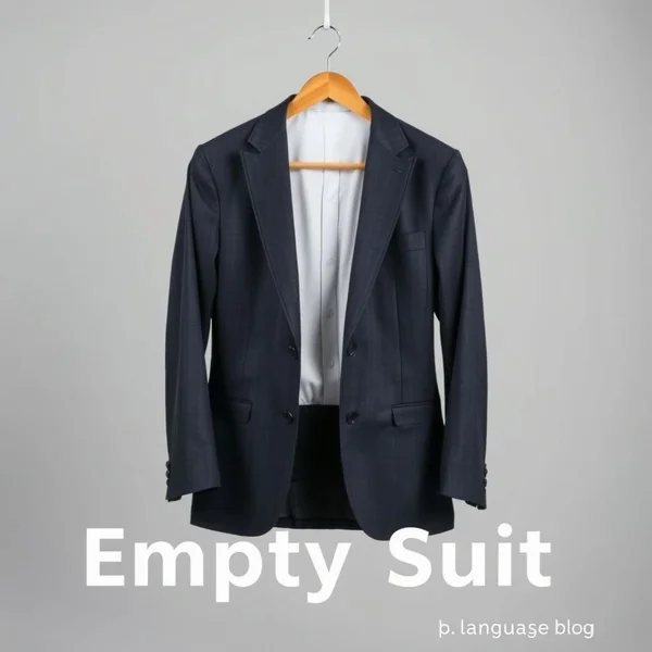 Askıda asılı boş bir takım elbise, "Empty Suit" deyimini simgeliyor