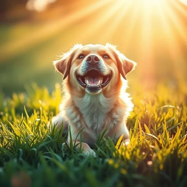 A happy dog basking in sunshine, illustrating the idiom "Every Dog Has Its Day"