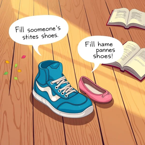 A pair of large shoes next to a smaller pair, illustrating the concept of "Fill Someone's Shoes"