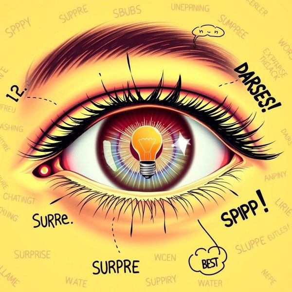 صورة لعين مفتوحة على اتساعها مع مصباح كهربائي تجسد لحظة eye-opener