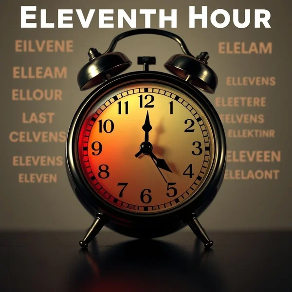 A clock showing the time close to midnight, illustrating the Eleventh Hour