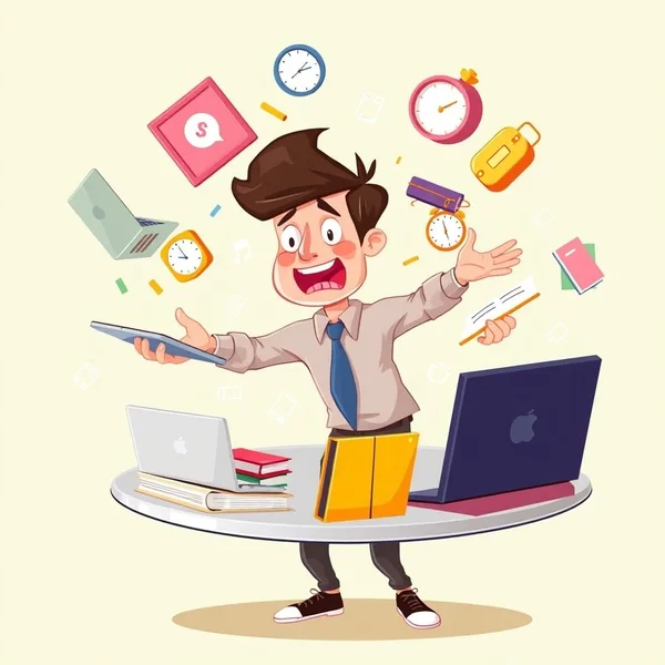 Illustration d’une personne jonglant avec de nombreux objets représentant le fait d’avoir une Full Plate