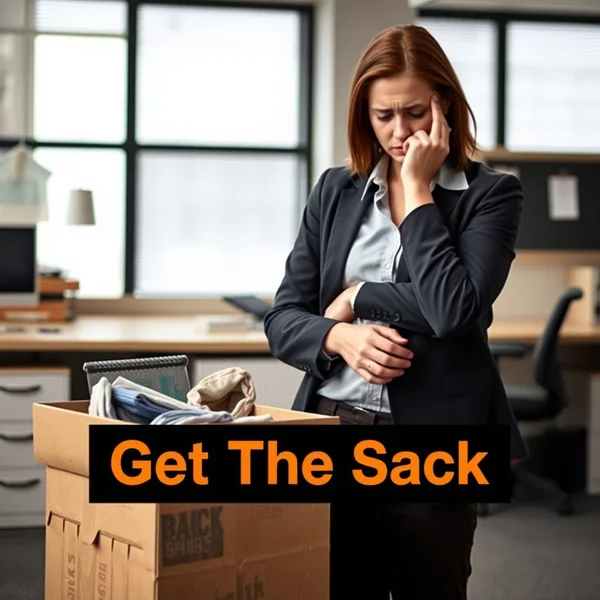 Orang tampak sedih dengan kotak berisi barang kantor - Mengilustrasikan Get The Sack