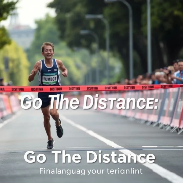 Bild, das einen Läufer zeigt, der die Ziellinie überquert, um das Konzept von 'Go The Distance' zu veranschaulichen