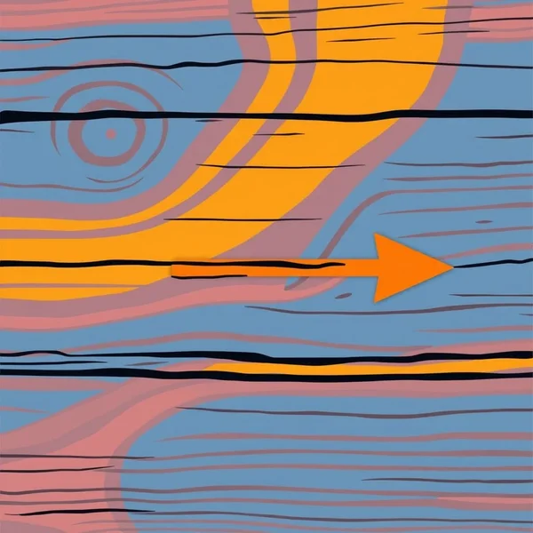 Go Against The Grain deyimini temsil eden, damarları ve ters yönde bir yol olan bir odun deseni çizimi