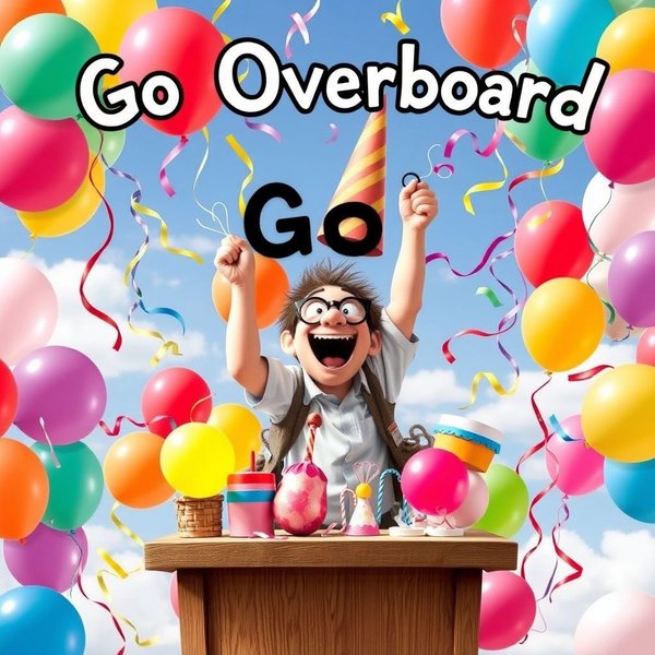 Visuele weergave van de uitdrukking "Go Overboard"